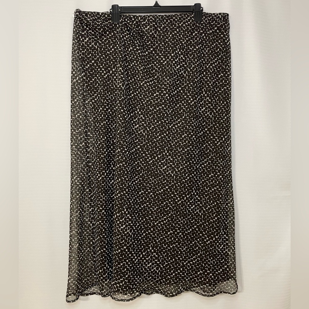 Cato Woman Brown White Abstract Print Midi Skirt Size 22/24W